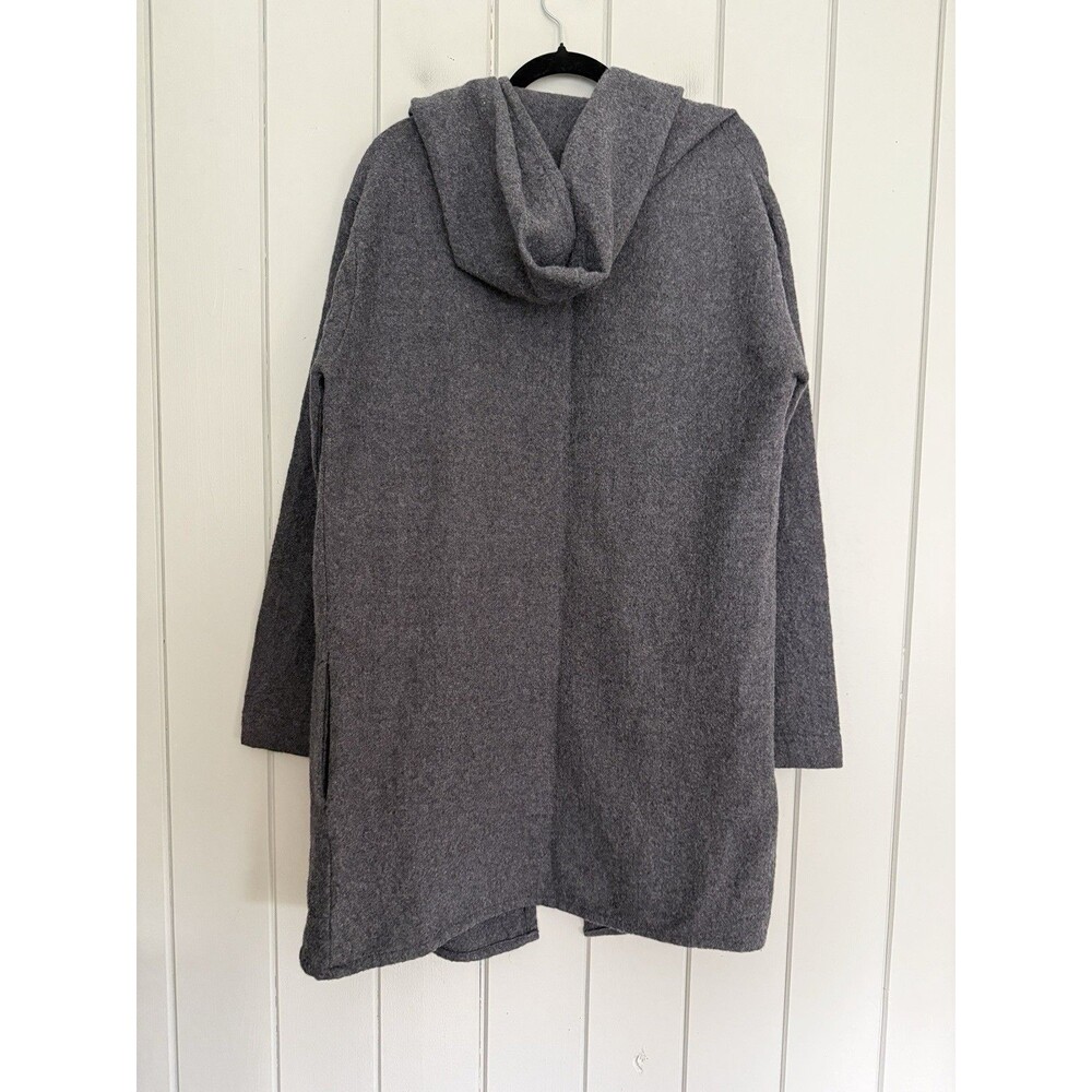 Hackwith Design House Hooded Coat L Large Gray Open Front Wool - Picture 6 of 6